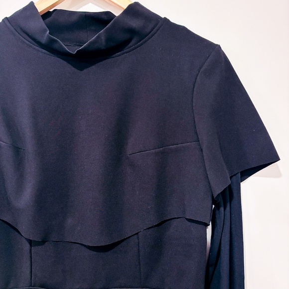 MARTIN DHUST | Black mini dress with frill | Sleek evening style | Medium * - Picture 3 of 9